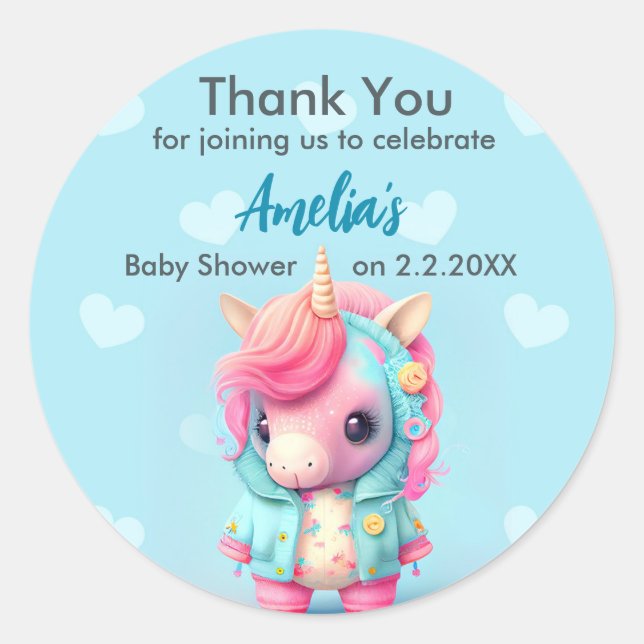 Adesivo Cute Baby Unicorn | CHÁ DE FRALDAS (Frente)