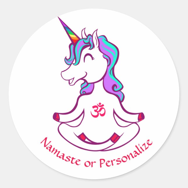 Adesivo Cute Baby Unicorn Zen Yoga Meditação Namaste (Frente)
