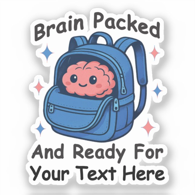 Adesivo Cute Back-to-School Customizable “Brain Ready" (Frente)