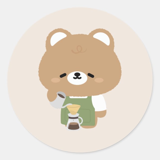 Adesivo Cute Bear Barista (Frente)