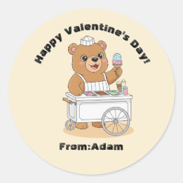 Adesivo Cute Bear Ice Cream Seller Valentine Classroom