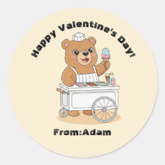 Adesivo Cute Bear Ice Cream Seller Valentine Classroom