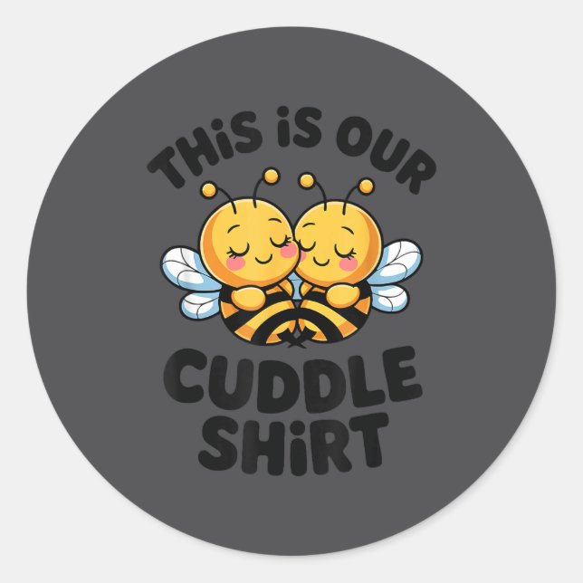 Adesivo Cute Bee Couple Cuddle Funny Romantic  (Frente)