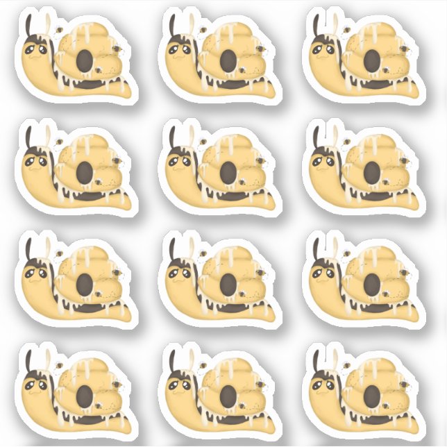 Adesivo Cute Bee Hive and Honey Snail Stickers (Frente)
