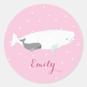 Adesivo Cute Beluga Whale Girl Gift Nome Personalizado