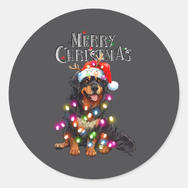Adesivo Cute Bernese Mountain Christmas Lights Xmas Dog Lo (Frente)