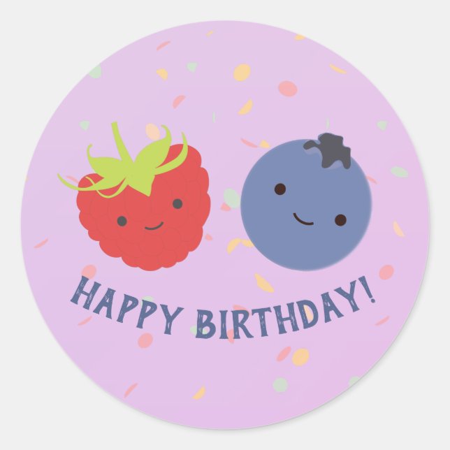 Adesivo Cute Berry Happy Birthday Kawaii Berries (Frente)