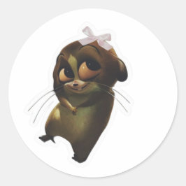 Adesivo Cute Big Eyes Animal Sticker with White Bow
