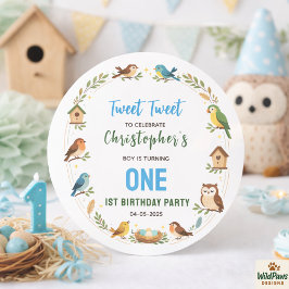 Adesivo Cute Birds 1st Birthday Party – Fun Kids 