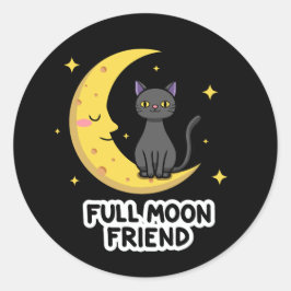 Adesivo Cute Black Cat on Moon - Full Moon Friend