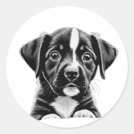 Adesivo Cute Black & White Puppy – Adorable Dog Sticker