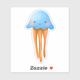 Adesivo Cute Blue and Orange Jellyfish