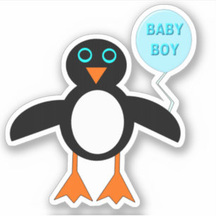 Adesivo Cute Blue Baby Boy Penguin Shaped