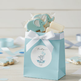 Adesivo Cute Blue Elephant Baby Shower Thank You Sticker