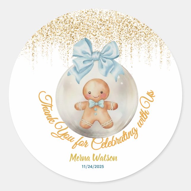 Adesivo Cute blue Gingerbread   boy Bauble Christmas  (Frente)