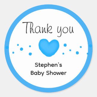 Adesivo Cute Blue Heart Baby Shower Thank you