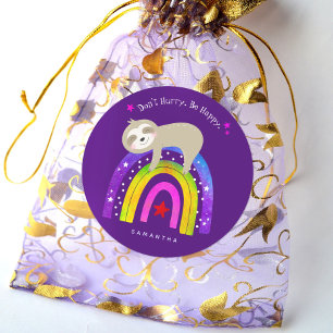Adesivo Cute Boho Sloth Rainbow Não se apresse, seja feli