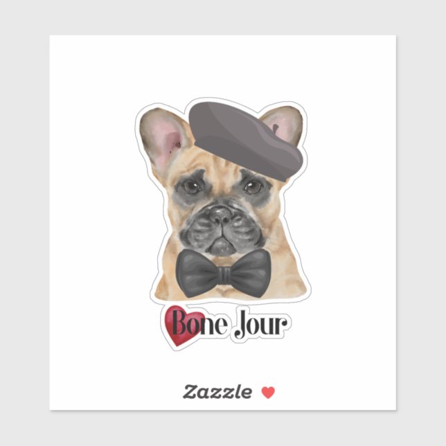 Adesivo Cute Bone Jour French Buldog (Folha)
