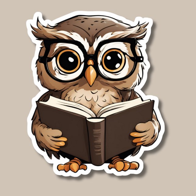 Adesivo Cute Book Owl (Criador carregado)