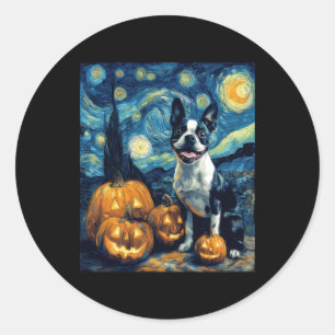 Adesivo Cute Boston Terrier Dog Halloween Jack O Lanterna
