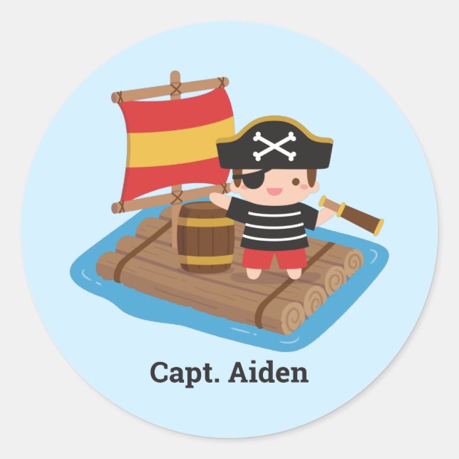 Adesivo Cute Boy Pirata Em Crianças De Raft Personalizadas (Frente)