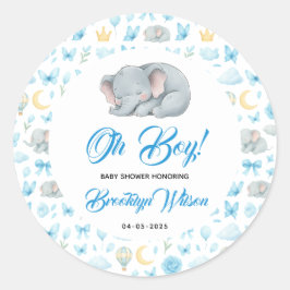Adesivo Cute Boy’s Elephant Watercolor Baby Shower