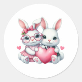Adesivo Cute Bunnies Sharing a Heart
