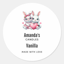 Adesivo Cute Bunnies Sharing a Heart Candle Business