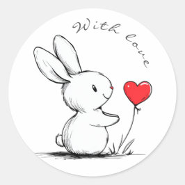 Adesivo Cute bunny and red heart , personnalisé