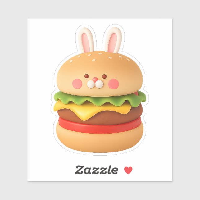 Adesivo Cute Bunny Burger Character Custom Sticker (Folha)