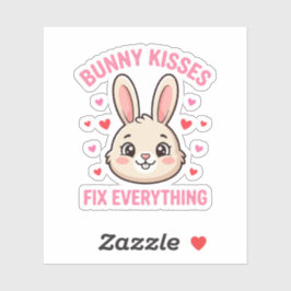 Adesivo Cute Bunny Kisses Fix Everything Rabbit Lover