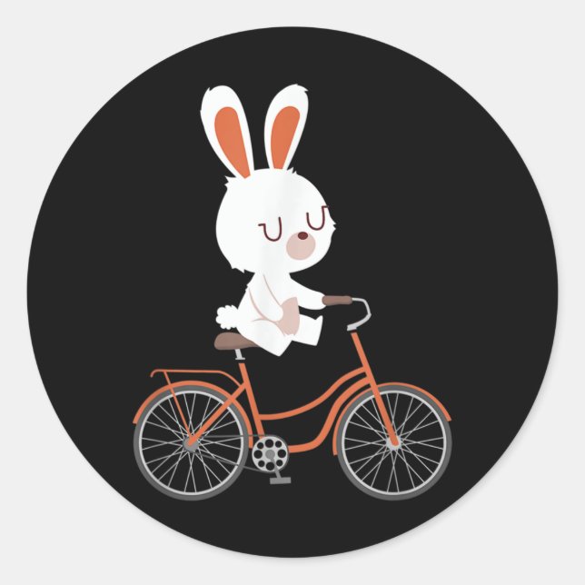 Adesivo Cute Bunny On Bike Rabbit Cycling Bicycle Bunny (Frente)