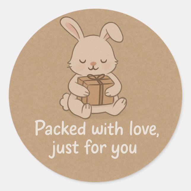 Adesivo Cute Bunny Packed with Love Sticker (Frente)