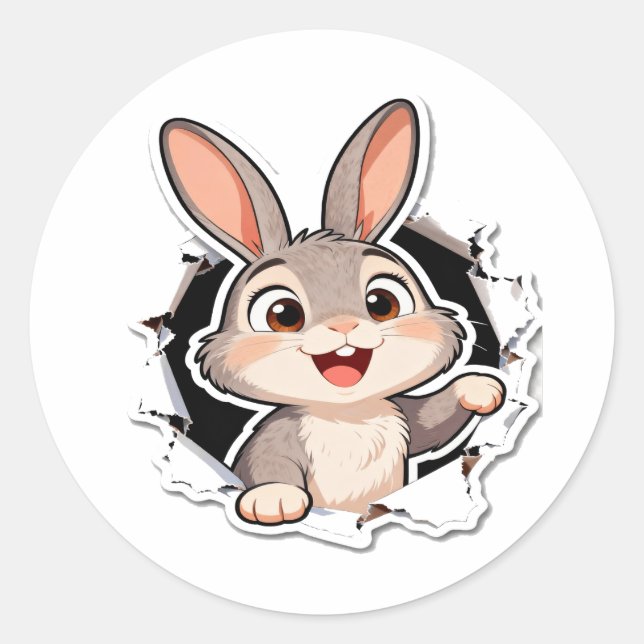 Adesivo Cute Bunny Torn Paper Sticker (Frente)