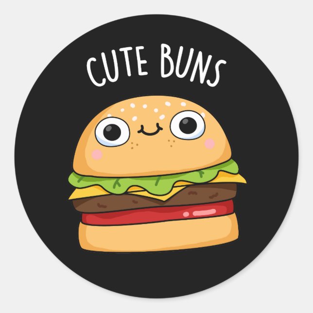 Adesivo Cute Buns Engraçado Burger Escuro BG (Frente)
