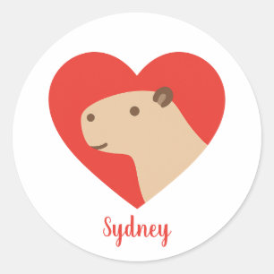 Adesivo Cute Capivara Amor Coração Minimalista Animal