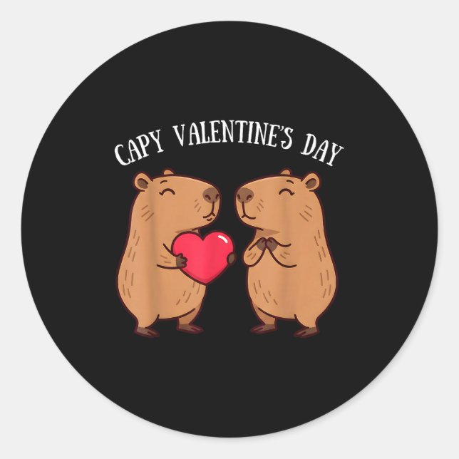 Adesivo Cute Capy Valentine’s Day Capybara Lovers Romantic (Frente)