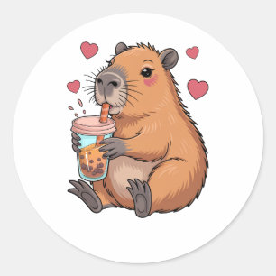 Adesivo Cute Capybara Boba Tea Bubble