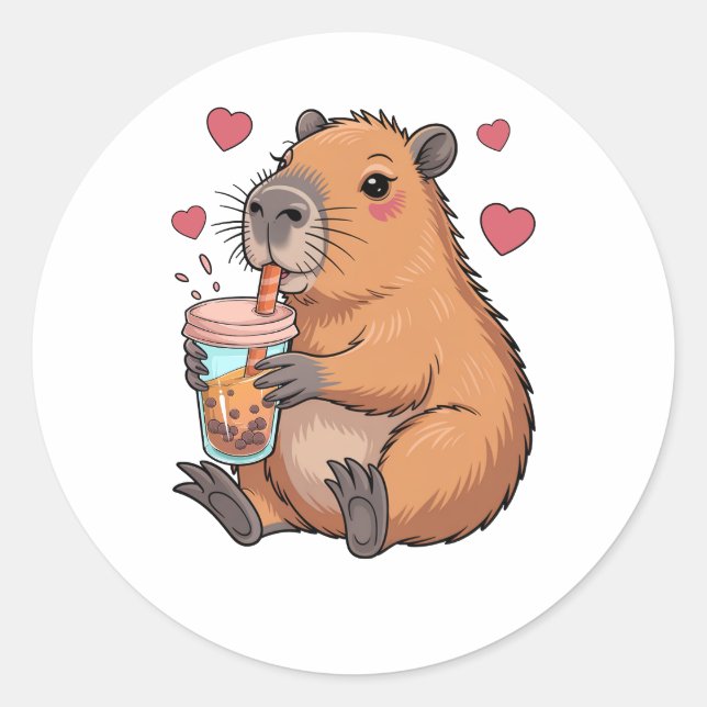 Adesivo Cute Capybara Boba Tea Bubble (Frente)