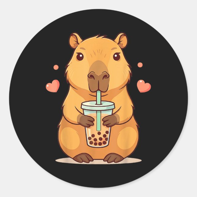 Adesivo Cute Capybara Boba Tea Bubble Rodent Mulheres Teen (Frente)