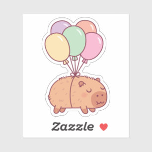 Adesivo Cute Capybara Com Balões