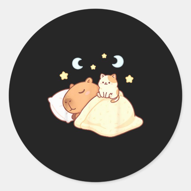 Adesivo Cute Capybara Kawaii Sleep Pajamas Sleepybara Cat  (Frente)