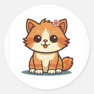 Adesivo Cute Cartoon Floral Cat Sticker – Kitten Design