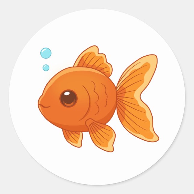 Adesivo Cute Cartoon Goldfish on White (Frente)