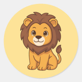 Adesivo Cute Cartoon Lion on Yellow