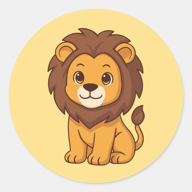 Adesivo Cute Cartoon Lion on Yellow (Frente)