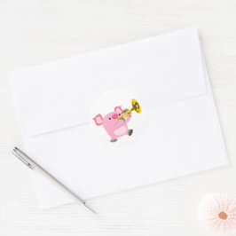 Adesivo Cute Cartoon Pig Playing Trumpet Sticker