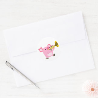 Adesivo Cute Cartoon Pig Playing Trumpet Sticker