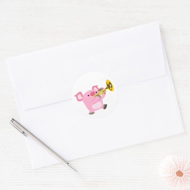Adesivo Cute Cartoon Pig Playing Trumpet Sticker (Envelope)