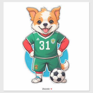Adesivo Cute Cartoon Puppy Soccer Player